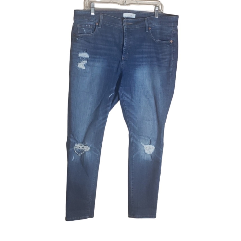 LOFT Women's Skinny Jeans - Distressed Medium Blue